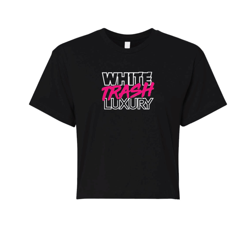 Women's Cropped Tee White/Pink